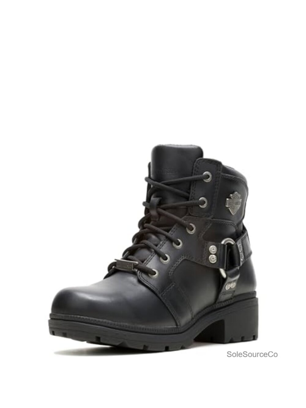 Women's Leather Motorcycle Ankle Boots Harness Lace-Up